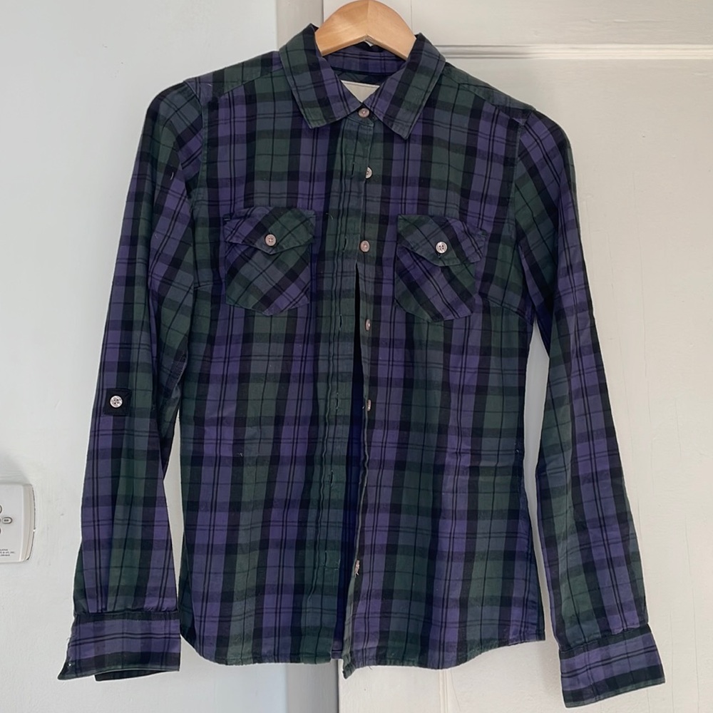 Roots Canada Plaid Button Up Size Small
